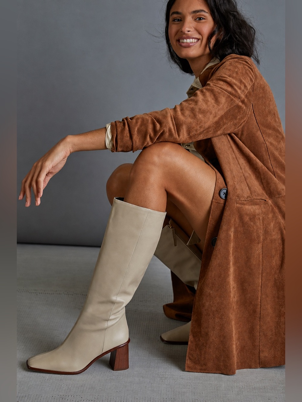 ALOHAS East Tall Cream Leather Knee High Boots Size 6 $445